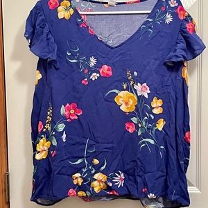 Floral Flutter Sleeve Top